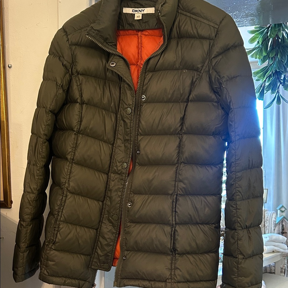 DKNY Dark Green Quilted Jacket